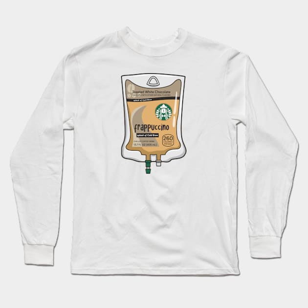 Toasted White Chocolate with Cold Brew Iced Coffee Drink IV Bag for medical and nursing students, nurses, doctors, and health workers who are coffee lovers Long Sleeve T-Shirt by spacedowl